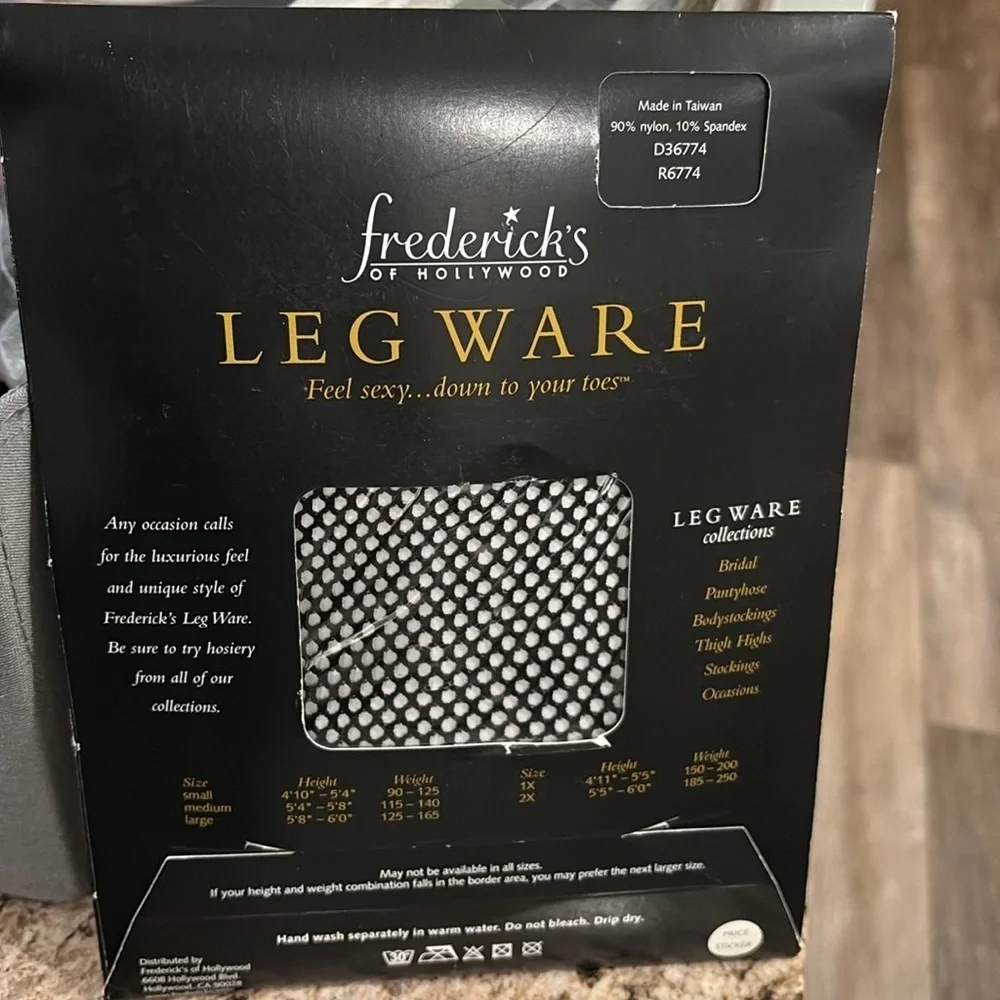 NIP hosiery from Frederick's of Hollywood black ballerina fishnet medium